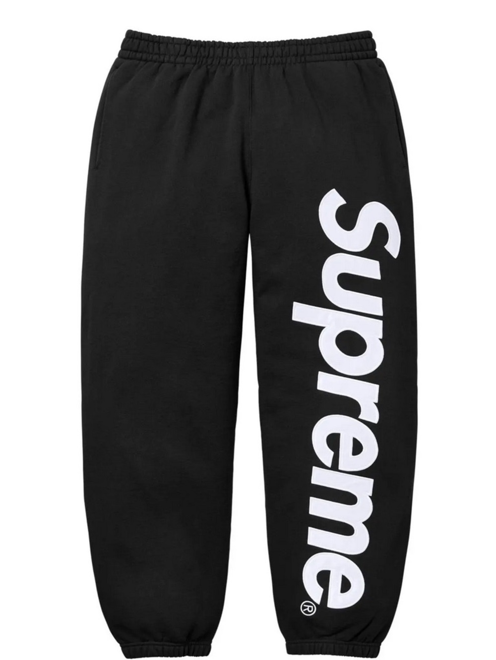 Supreme Black Sweatpants with White Vertical Logo